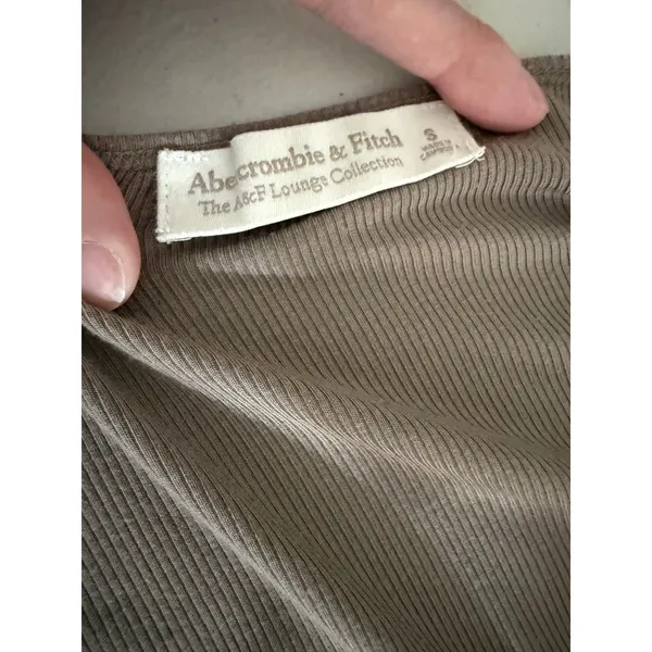 Abercrombie Ribbed Tan Long Sleeve A&F Soft Lounge Collection Maxi Dress S - Image 3