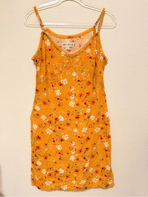 Idyllwind printed lightweight mini dress, spaghetti straps slip dress size M - Image 6