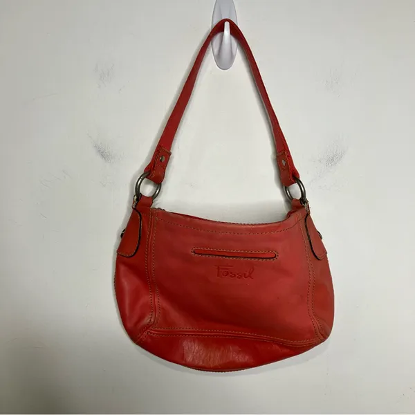 Fossil‎ coral leather shoulder bag Y2K vintage casual women’s medium size - Image 3