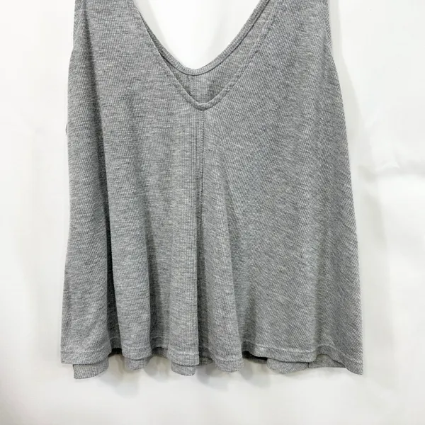 Intimately Free People Small Tank Top Gray Ribbed V-Neck Swing Cropped Sleep 674 - Image 3