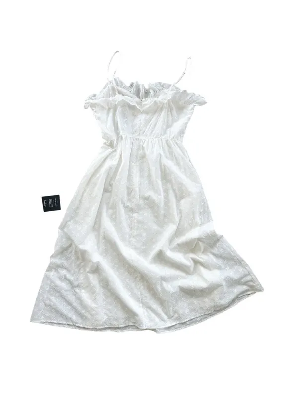 White lulus lace eyelet Spaghetti-Strap Midi Dress - Image 4
