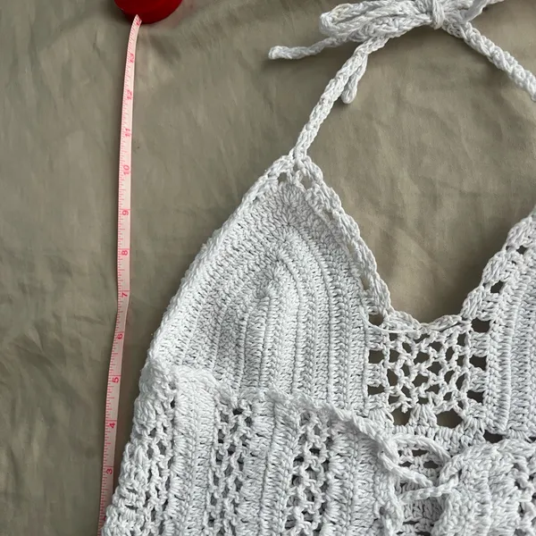 White Crochet Halter Top - Image 3