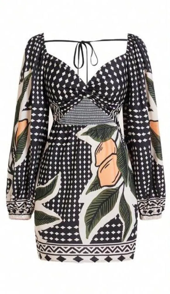 Shein Maija Floral Long Sleeve Cut Out Dress - Image 2