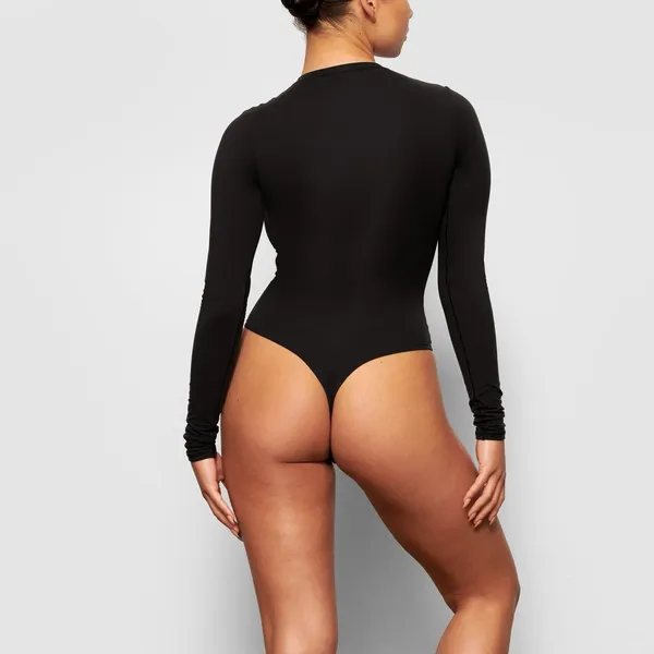 Skims Fits Everybody Long Sleeve Crewneck Bodysuit Onyx Size XS - Image 2