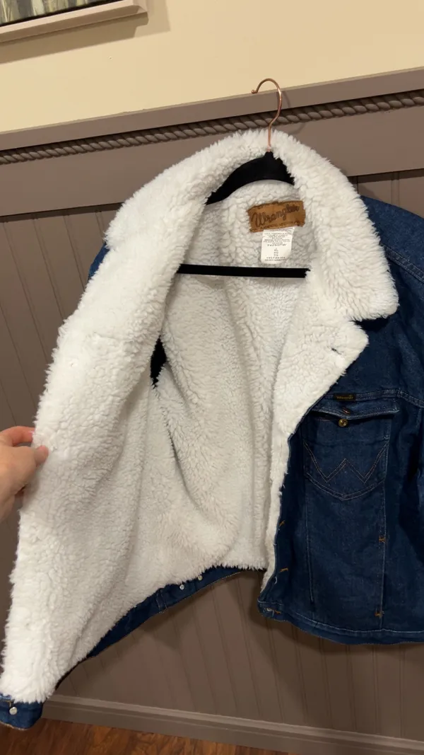 Wrangler Sherpa Lined Jacket Denim - Image 3