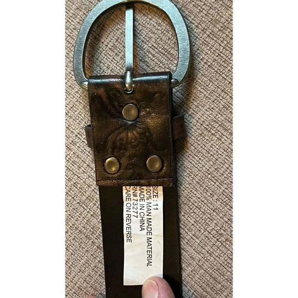 Women’s Brown Faux Leather Bohemian Mandala Print Belt Size 11 - Image 3