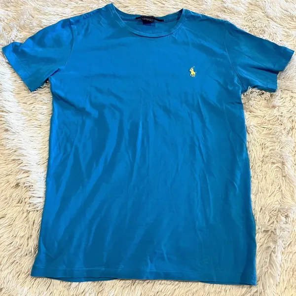 Ralph Lauren Sport Top Womens Crew Neck Short Sleeve Blue With Yellow Pony Med - Image 2