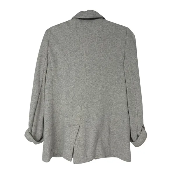 Ann Taylor Knit Blazer Jacket Gray Heather Cotton One Button Roll Tab Sleeve 6 - Image 3