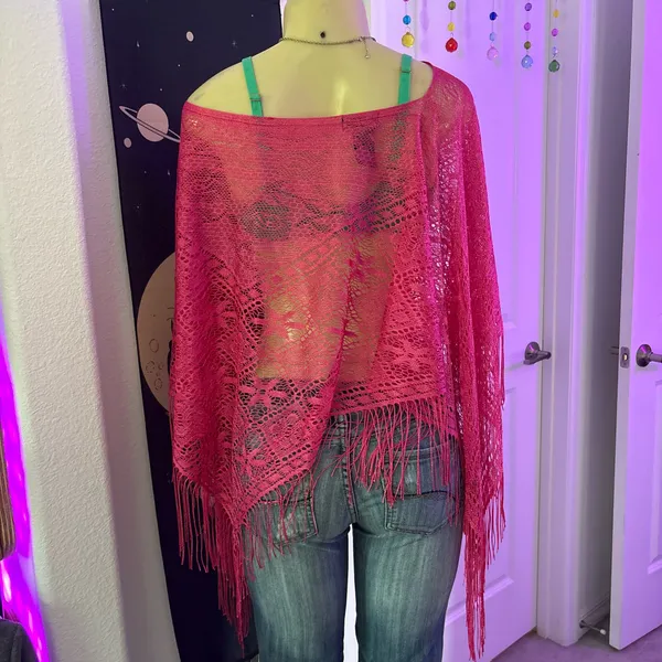 2000s Zoey Beth Pink Poncho Size 1X - Image 3