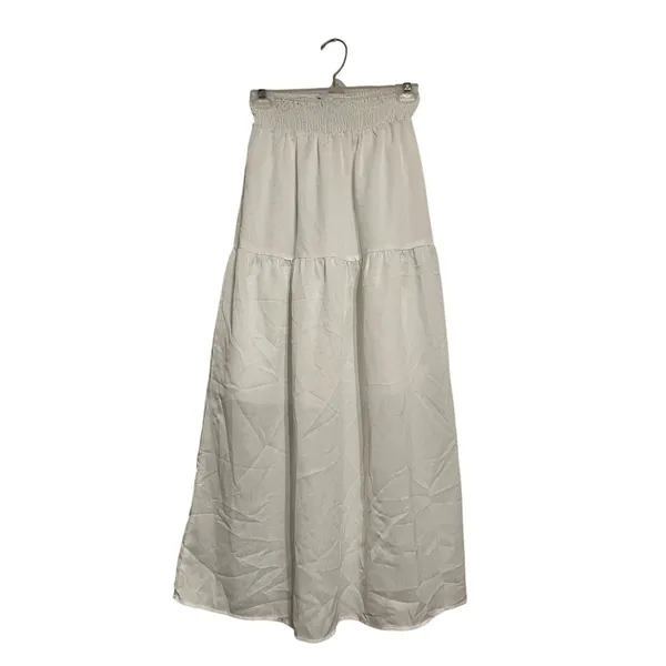 Princess Polly Dion Maxi Skirt White Tiered Peasant Smocked Waist Size 6 - Image 2