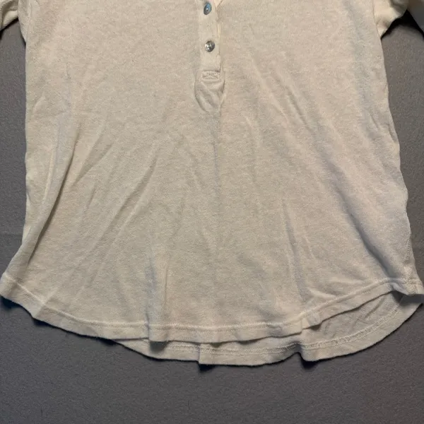 Faherty Hemp Cotton Henley Top Shirt Cream 3/4 Sleeve Women Size S - Image 9