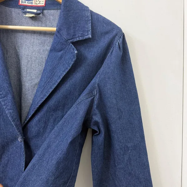 Vintage Old Navy Denim Blazer Jacket Y2K‎ Masc Sleek Office Hipster Minimalist - Image 3