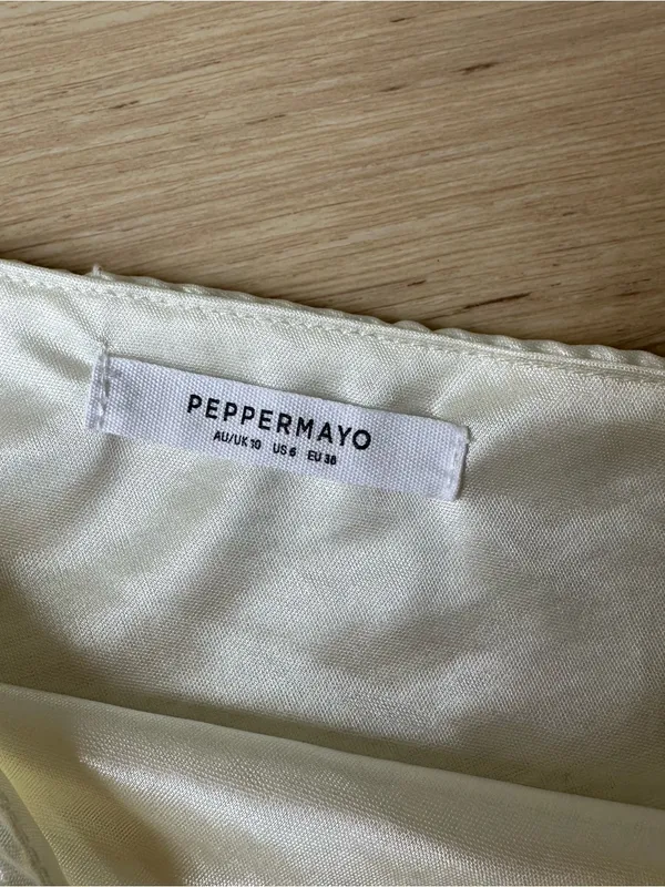 Peppermayo One-Shoulder Ivory Ribbed Crop Top - Image 2