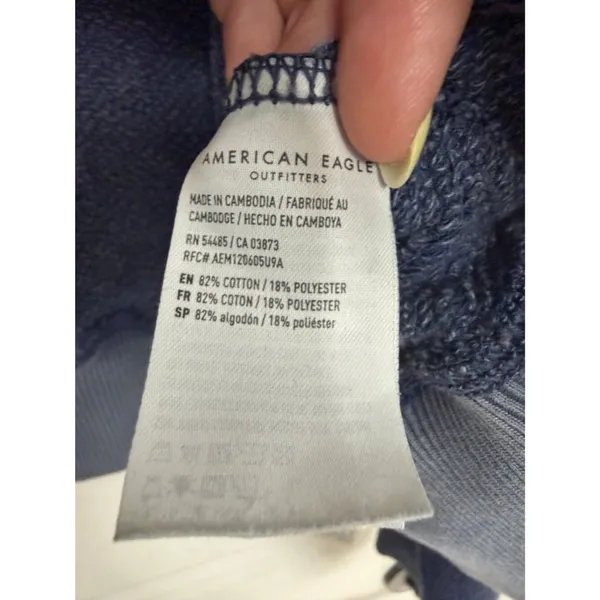 American Eagle Blue Mineral Wash Snap Collar Pullover M - Image 6