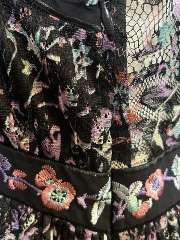FREE PEOPLE Cherry Blossom Embroidered Lace Mini Dress Size 8 - Image 8