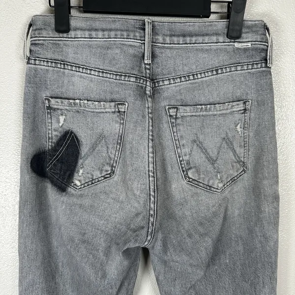 Mother Button Fly Dazzler Ankle Jeans Womens 26 Shadows In The Grass Gray Heart - Image 5