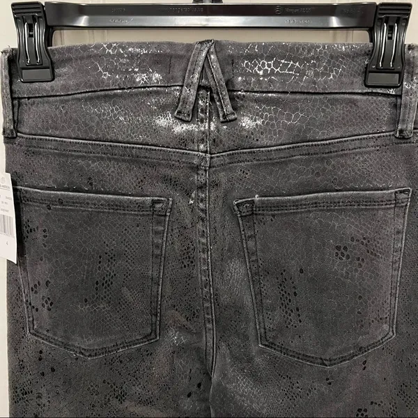 Good American Grey Snakeskin Metallic Coated High Rise Skinny Jeans NWT Grunge 0 - Image 7