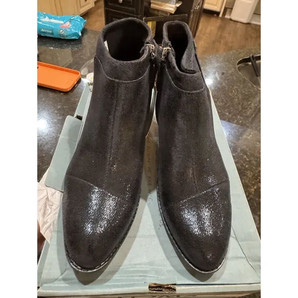 Toms Loren Shimmer Metallic Black Crackle Boots Booties Size‎ 8.5 - Image 4