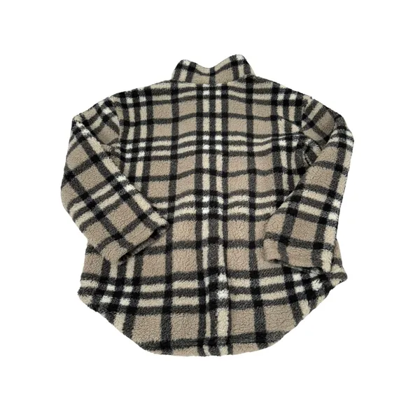 Koolaburra by UGG Plaid Sherpa Pullover Quarter Zip‎ Fleece Tan Black Large - Image 2