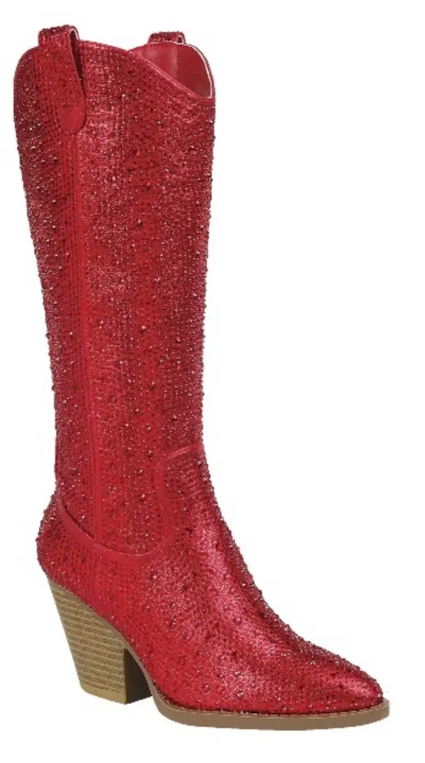 Red Rhinestone Cowboy Amazon Boots - Image 7