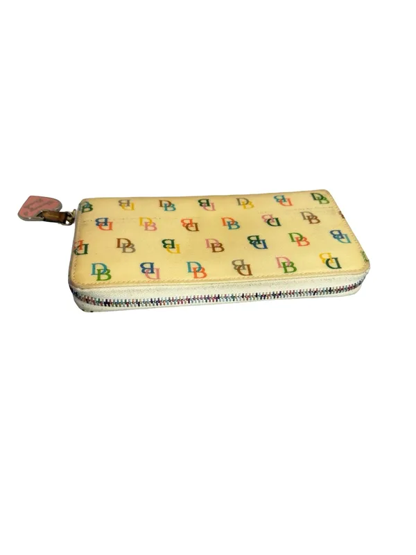 Dooney & Bourke Cream Multicolor Signature Print Zip Around Wallet Women's - Image 7
