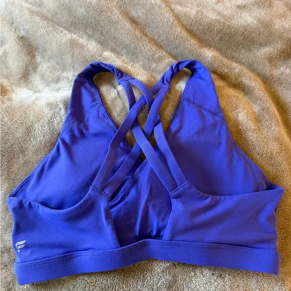 Fabletics - Vibrant Purple Cross-Back/Criss Cross Triangle Sports Bra - Image 2