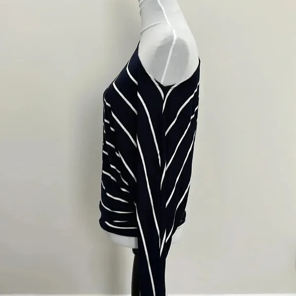 White Birch Navy and White‎ Striped Top Sz SM - Image 3