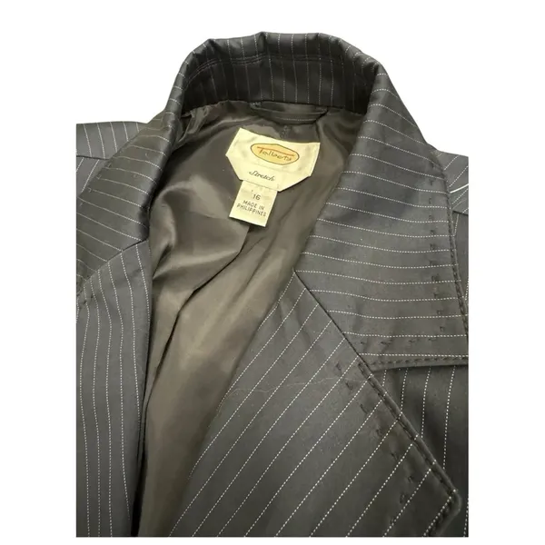 Talbots Pinstriped Single Breasted Suit Jacket Size 16 Navy‎ - Image 2
