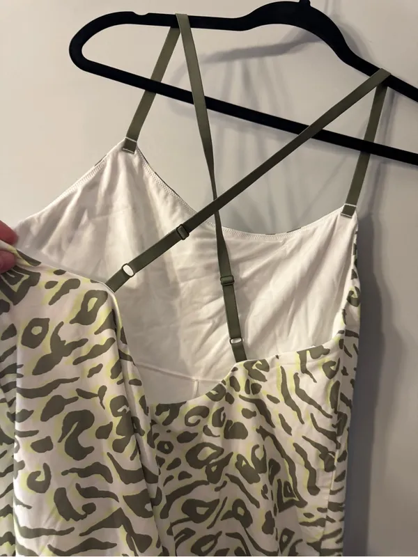 Offline by aerie | Women's Olive Green Animal Print Athletic Slip Dress - Image 4