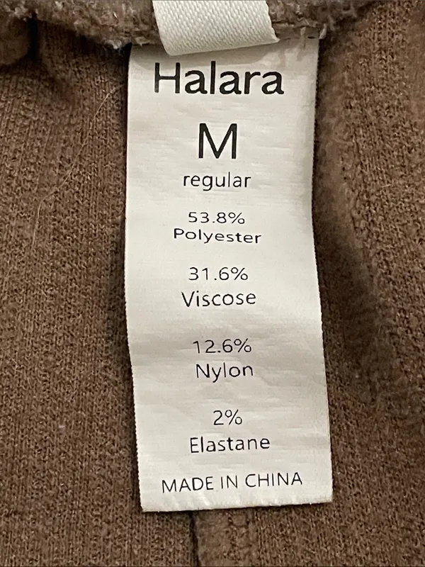 Halara Ribbed Mid Rise Drawstring Pockets Wide Leg Cargo Pants Medium Taupe - Image 2