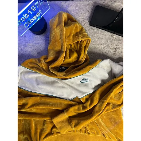 Nike Women's Velour Hoodie XXL Gold Colorblock Casual Fall Wear - Image 7