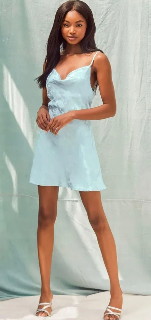 Lulus Blue Satin Slip Dress - Image 2