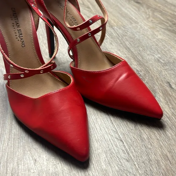 Christian Siriano Red Strappy Heels Size 9 - Image 5