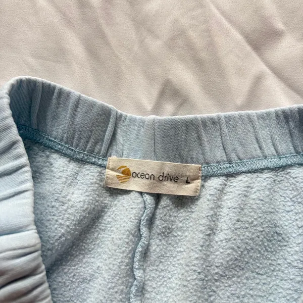Ocean Drive Narragansett RI Graphic Joggers Light Blue Fleece Sweatpants Large - Image 6