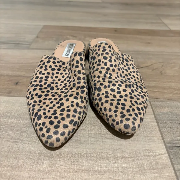 Steve Madden Chariot suede Mules Cheetah Leopard Tan Black Size‎ 8.5 - Image 2