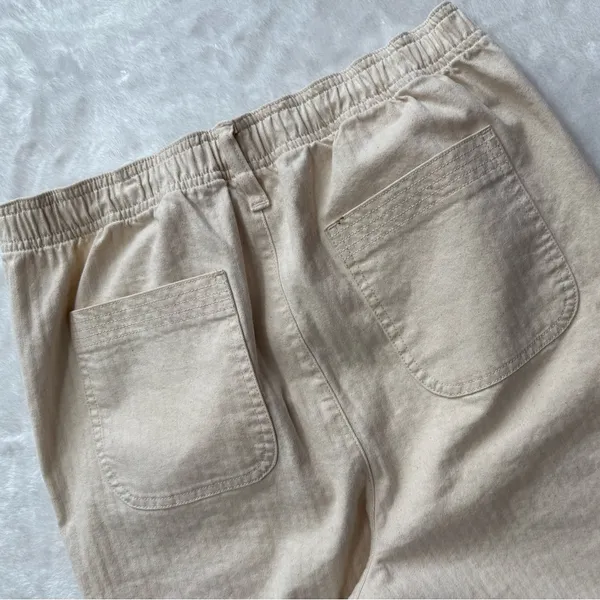 Madewell Emmett Wide-Leg Crop Pants Herringbone Stripe Cream Beige M - Image 3