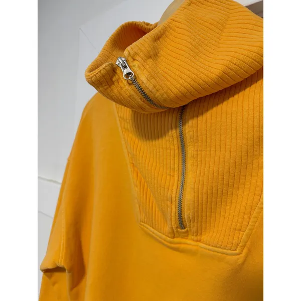 C&C California Womens Sunwashed Quarter Zip Sweatshirt Orange Large Relaxed Fit - Image 6