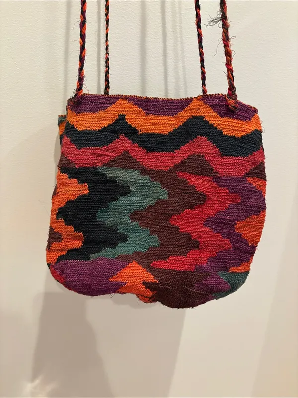 Free People Handwoven Bag Moroccan Kilim Colorful Basket Purse - Image 4