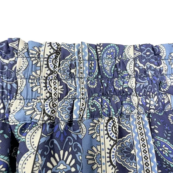 Boho Paisley Patchwork Maxi Skirt Tiered Elastic Waist Floral Blue Womens Size M - Image 5