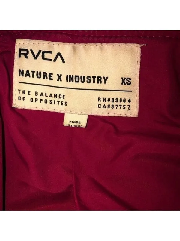 RVCA Bomber jacket oversized burgundy quilted tapestry cotton 90's Y2K grunge punk XS - Image 9