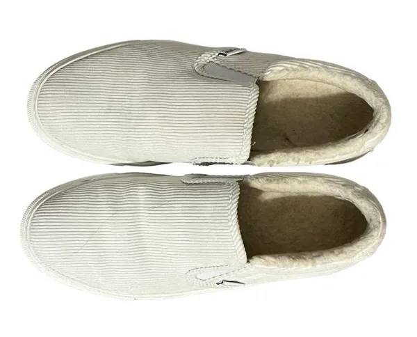 J Crew Woman's Ivory Corduroy Slip-On Sneakers with Sherpa Lining Cozy Size 9 - Image 2
