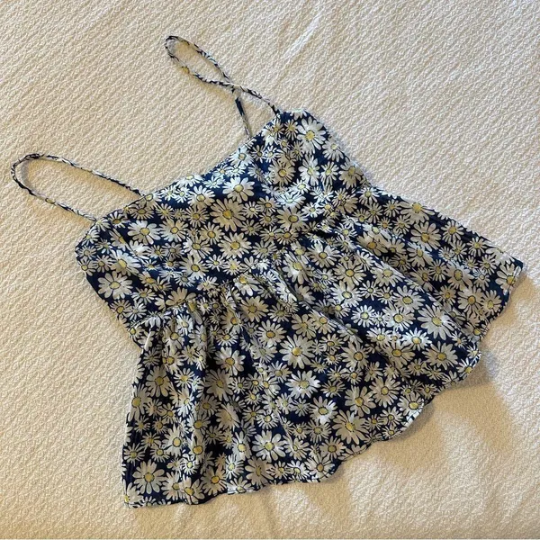 Free People Mia Ditsy Daisy Tank Top NWT Blue Medium - Image 3