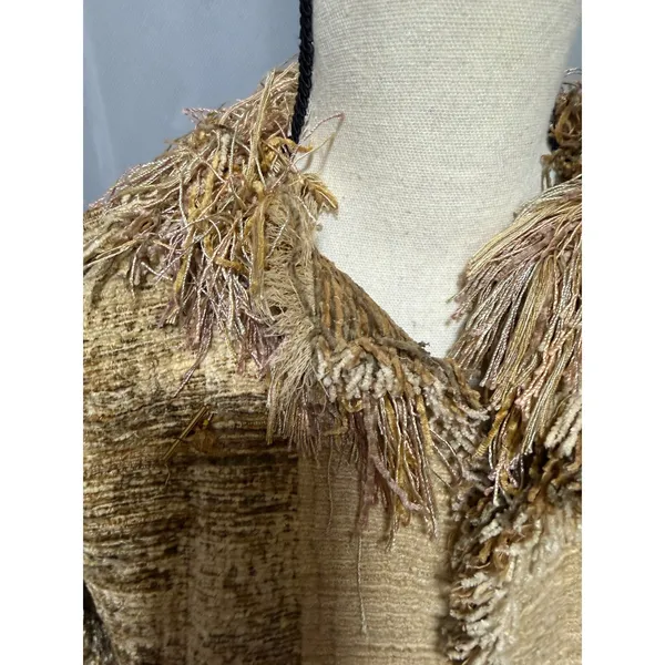 Handmade Boho Art Coat-Textured Fringe & Beaded Jacket Handmade by SK - Image 4