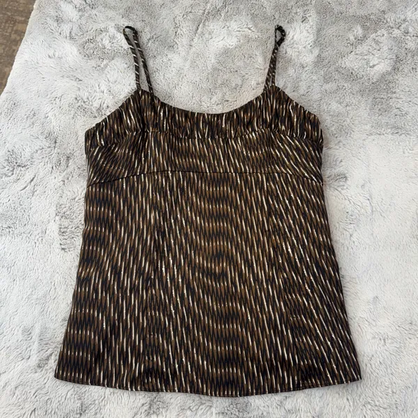 Banana‎ Republic Womens Brown Ikat Print Empire Waist Camisole Top Size 8 Zip - Image 14