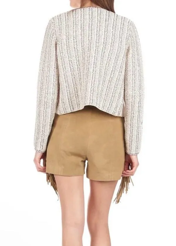Galinne speckle boucle blazer jacket Open Front Tweed S - Image 2