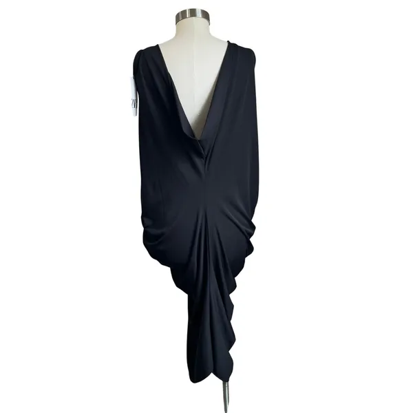 Zara‎ Black Draped Midi Dress XS NWT Elegant Minimalist Cocktail Chic - Image 2