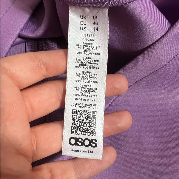 NWT ASOS Bow Strap Back A Line‎ Mini Dress lilac Sz 14 - Image 5