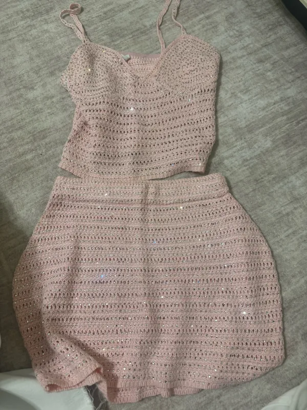 Meshki embellished knit set top size xs shirt size medium - Image 2