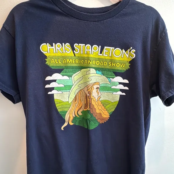 Chris Stapleton All American Road Show Tee Blue Size M - Image 2