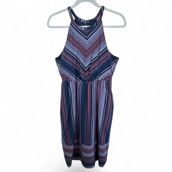 Carve Designs Womens Mabel Navy Deckside Small Organic Cotton Striped Midi Dress - Image 2